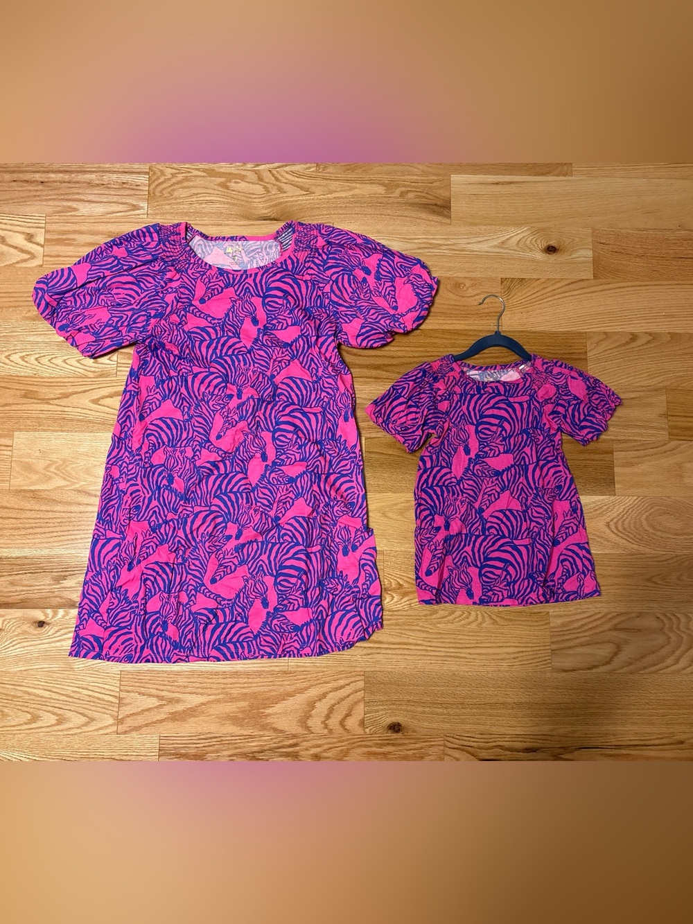MOMMY AND ME Lilly Pulitzer Pink & Blue Zebra-Print Short Sleeve Tee